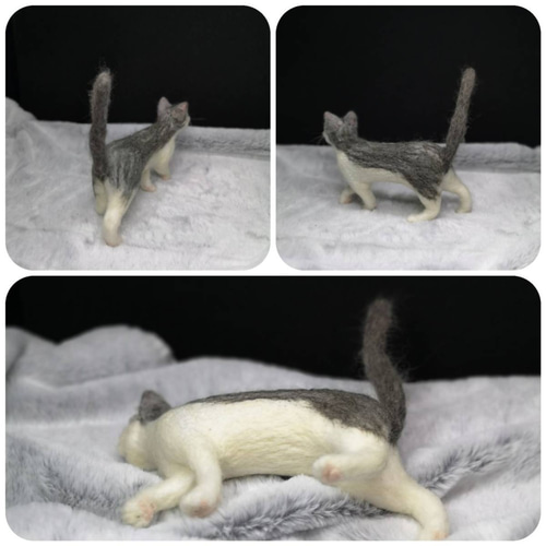 羊毛フェルト 猫 羊毛フェルト 羊毛フェルト 三毛猫～サンタ親子