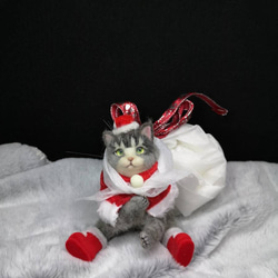 羊毛フェルト 三毛猫～サンタバージョン　猫　ハンドメイド　ねこ　サンタ　クリスマス　サンタクロース　ハンドメイド 3枚目の画像