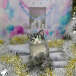 羊毛フェルト 三毛猫～サンタバージョン　猫　ハンドメイド　ねこ　サンタ　クリスマス　サンタクロース　ハンドメイド 7枚目の画像