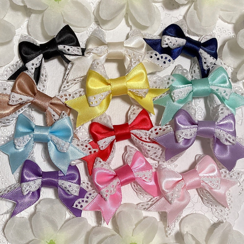 ⓝⓔⓦ【ミニリボン付きレースリボン】ベビーヘアクリップ キッズ