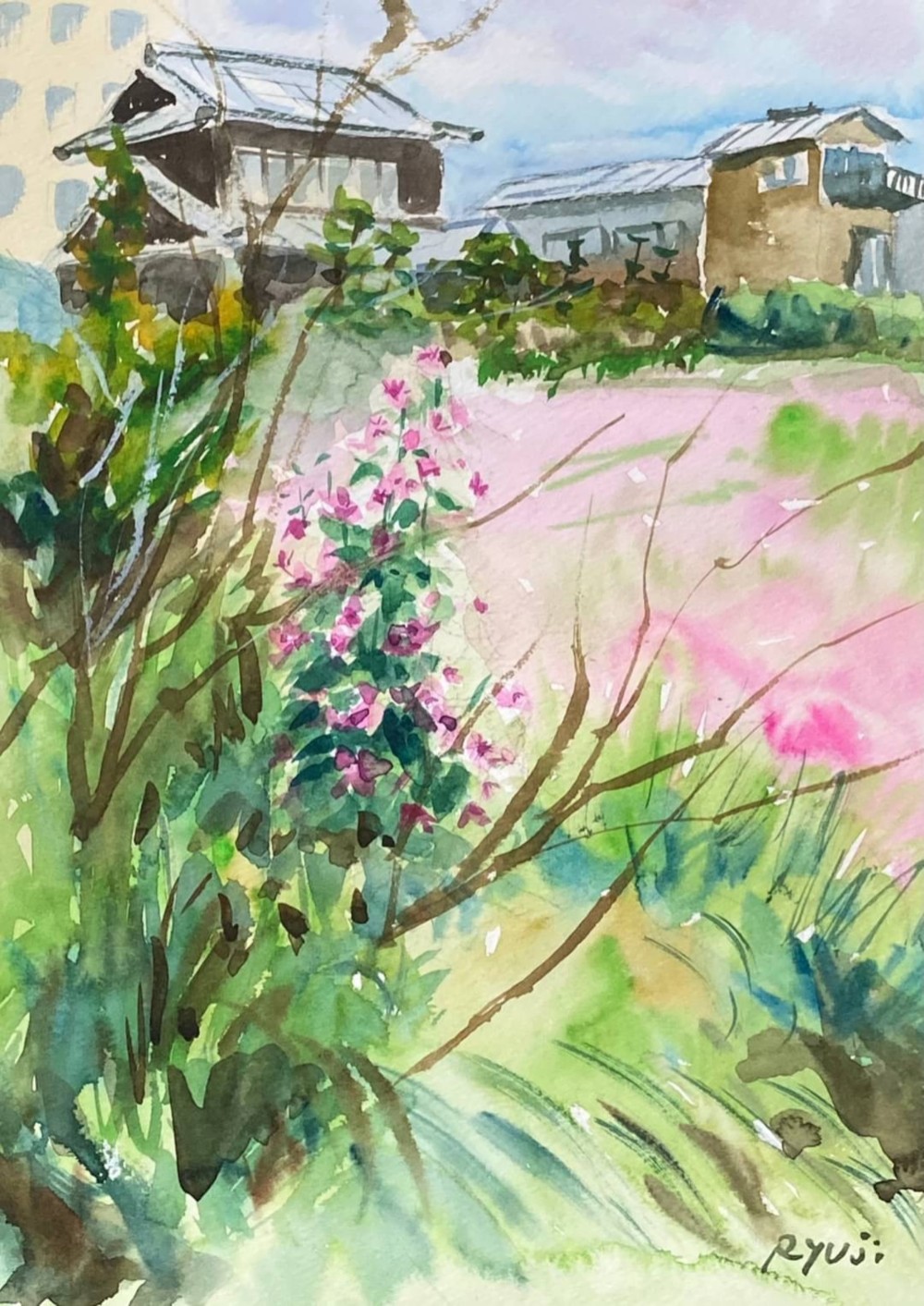 水彩画】「初夏の花 2021」 F4：332×242 mm 絵画