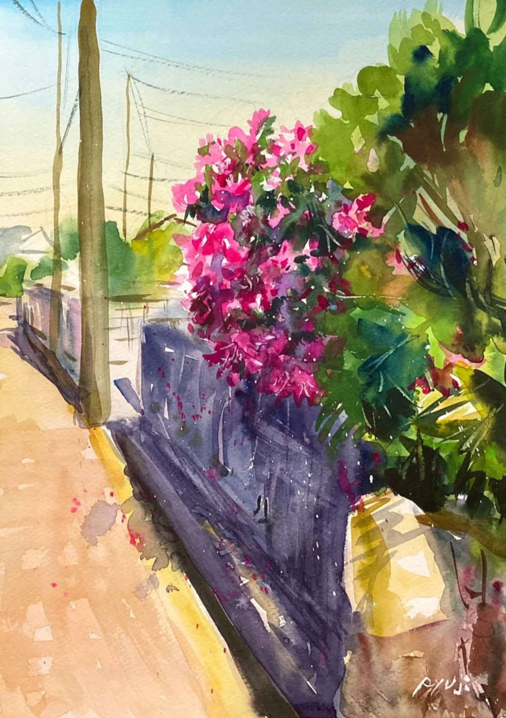 花 水彩画