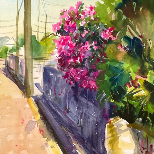 水彩画】「初夏の花 2021」 F4：332×242 mm 絵画
