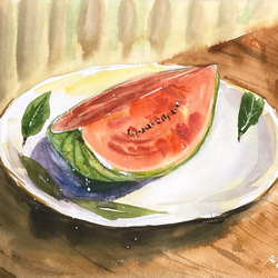 水彩画】原画「 夏の味覚 」 F4：242×332 mm 絵画
