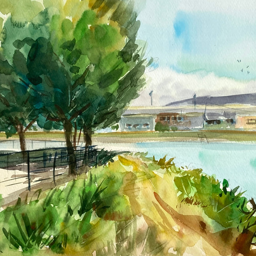 水彩画】原画「 ある夏の日」F4：242×332 mm ＃夏 #風景 絵画