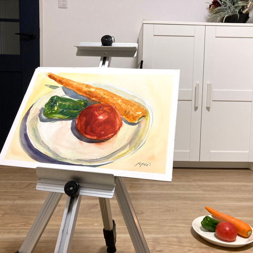 水彩画】原画「3 kinds of vegetables」F4：242×332 mm #野菜