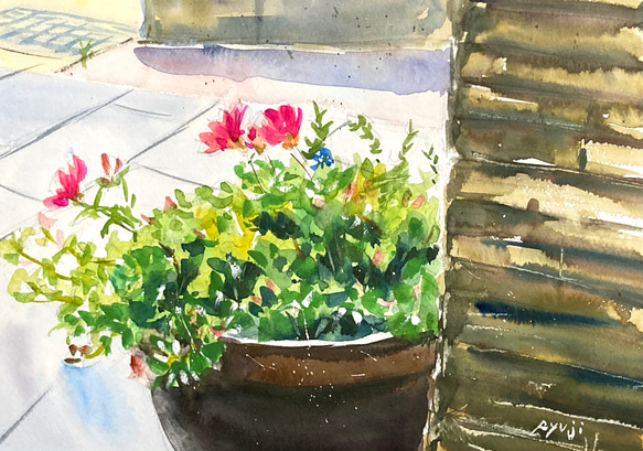 絵画　花　原画 水彩画 絵画 原画『一輪の花』 - Yurutto suisai-(ゆるっと水彩