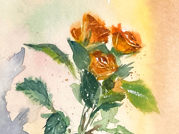 【水彩画】原画「小さな薔薇」220×160 mm #花 #薔薇 2枚目の画像