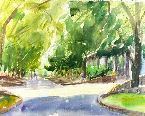 Watercolor demonstration | Early Summer Forest 水彩画〜初夏