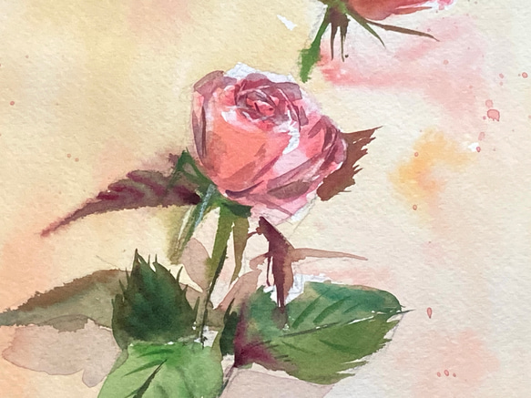 【水彩画】原画「Pink rose 」F4：332×242 mm #薔薇#rose #花 #flower 5枚目の画像