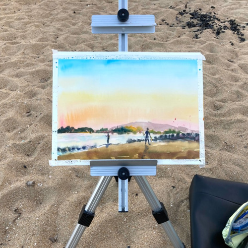 水彩画】原画「 夕暮れの海岸 」F4:242×332 mm #夕暮れ #海岸 水彩画】原画「 夕暮れの海岸 」F4:242×332 mm #夕暮れ #海岸