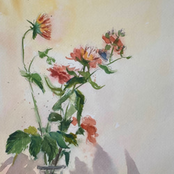 水彩画】「赤い花・白い花」 F4:332×242 mm 絵画 水彩画】「赤い花・白い花」 F4:332×242 mm 絵画