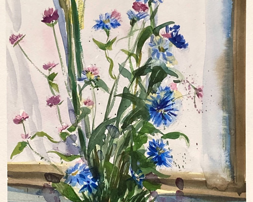 「花持ち 娘」水彩画 水彩画]初夏の花を描く/watercolorpainting /制作過程 - YouTube