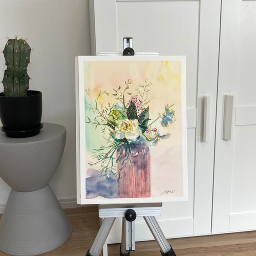 水彩画】原画「 白い花 」F4：332×242 mm #花 #flower 絵画