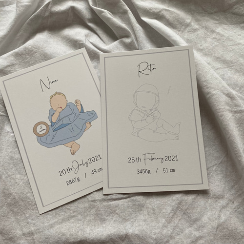 【専用】手描きイラスト ポストカード 命名書 線画イラスト ポストカード 線画 雑貨・その他 lily 通販