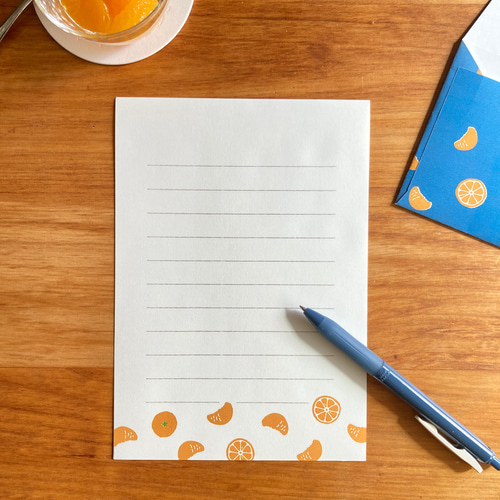 みかん柄のレターセット レターセット ひとしずく文具店 通販 12845181