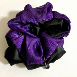 cool☆スワロチャーム付きツートンのサテンシュシュ☆紫☆パープル