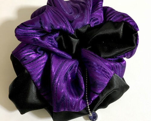 cool☆スワロチャーム付きツートンのサテンシュシュ☆紫