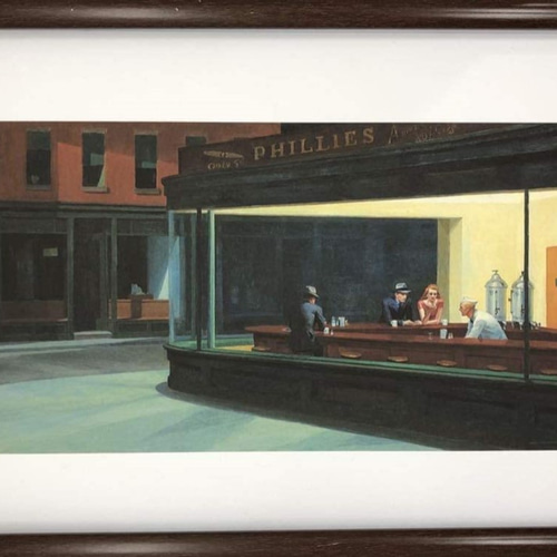 エドワード・ホッパー ナイトホークス A4 ポスター 輸送用 額付き