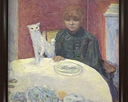 ピエール・ボナール 猫と女性 餌をねだる猫 A4 ポスター 輸送用 額付き