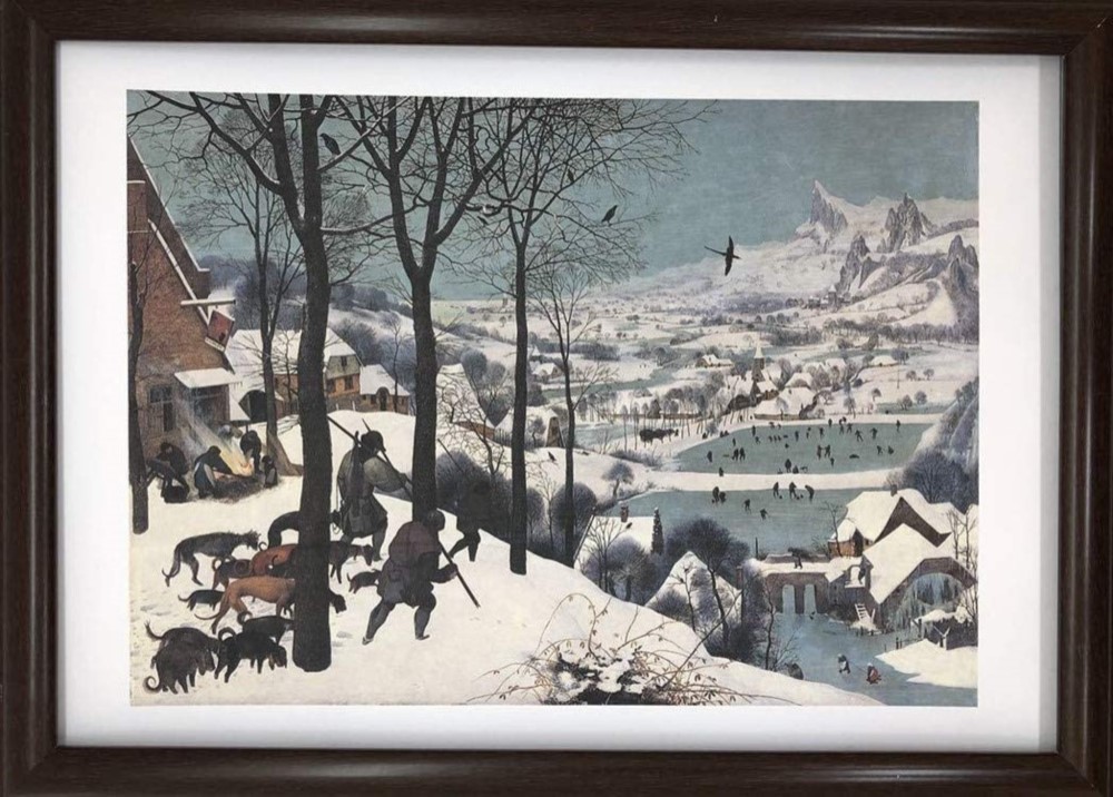 「雪中の狩人」油彩画模写 油絵複製画 ピーテル・ブリューゲル