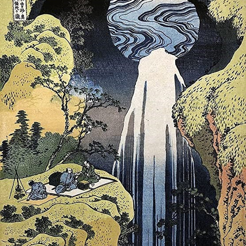 葛飾北斎 諸国瀧廻り 木曽路ノ奥 阿弥陀ヶ瀧 A4 ポスター 輸送用 額