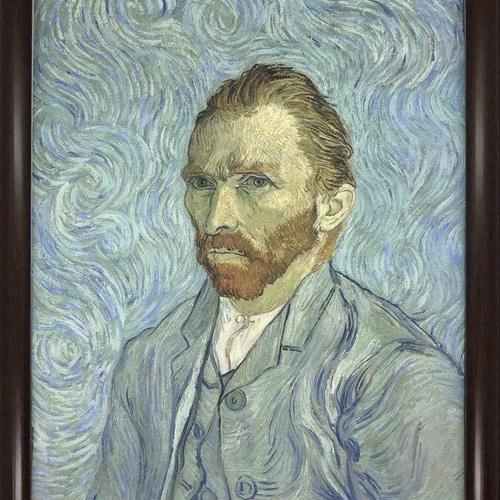 フィンセント・ファン・ゴッホ 渦巻く青い背景の中の自画像 A4