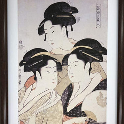 喜多川歌麿 寛政三美人 A4 ポスター 輸送用 額付き ホビー おもちゃ