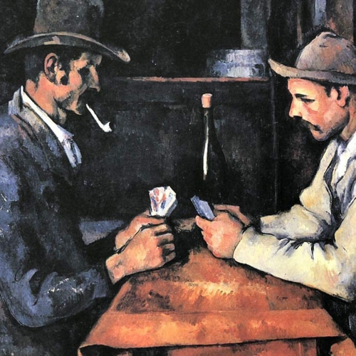 ポール・セザンヌ カード遊びをする人々 A4 ポスター 輸送用 額付き