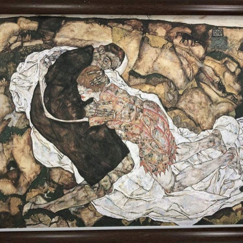 エゴン シーレ 死と乙女 A4 ポスター 輸送用 額付き ホビー