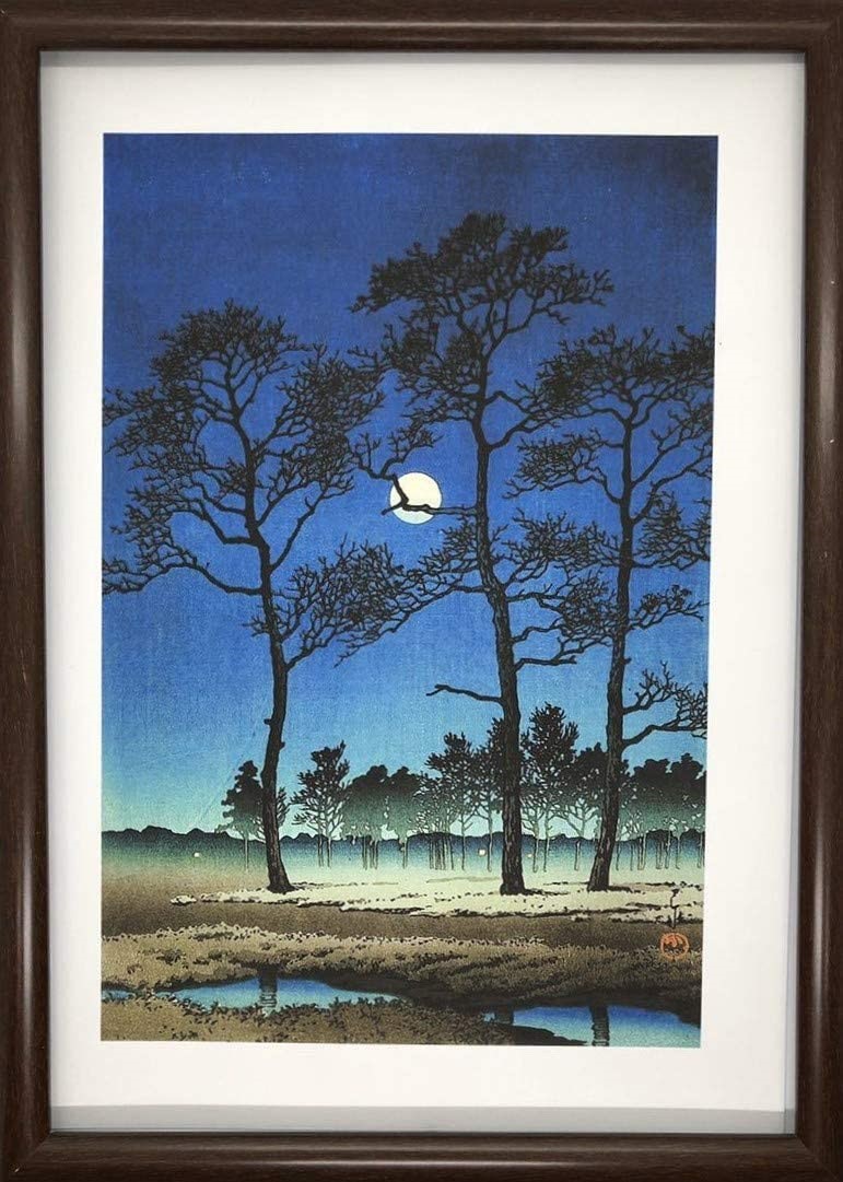 川瀬巴水「冬の月 戸山ヶ原」昭和6年（1931）作・初摺り木版画