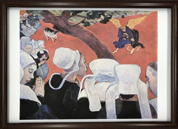 ポール・ゴーギャン 説教のあとの幻影 A4 ポスター 輸送用 額付き