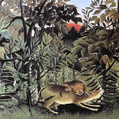 無料壁紙】アンリ・ルソー「飢えたライオン (1905)」 / Henri