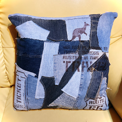 デニムクッションカバー ハンドメイド リメイク クッション
