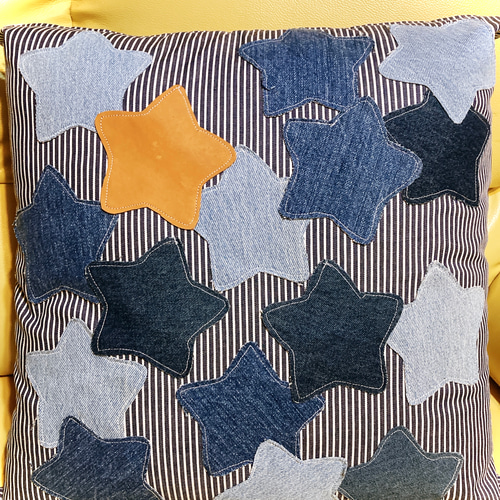 デニムクッションカバー ハンドメイド リメイク クッション