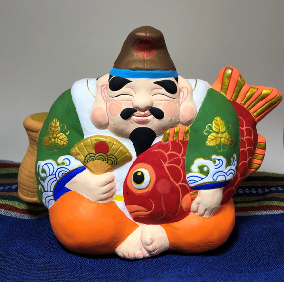 鯛恵比寿様 招き猫 アート創作人形とオカリナ工房 悠 通販 12029354