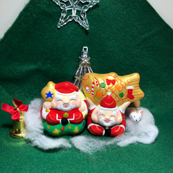 クリスマス限定 サンタ大黒&恵比寿セット その他置物 アート創作人形と