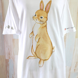 【オーダーＴシャツ】うちの子  オリジナル  動物 イラスト Ｔシャツ  ゆったり XLサイズ  うさぎ（サンプル） 2枚目の画像