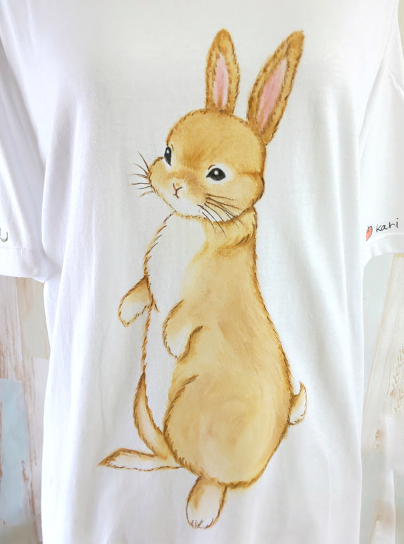 【オーダーＴシャツ】うちの子  オリジナル  動物 イラスト Ｔシャツ  ゆったり XLサイズ  うさぎ（サンプル） 8枚目の画像