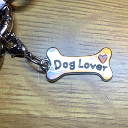 カラビナ　平型ハート型（シルバー）小　Dog Lover♡ 2枚目の画像