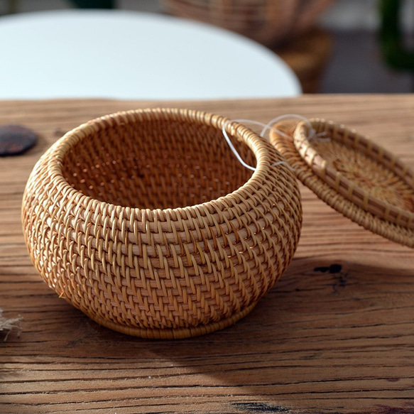 蓋付きバスケット かご つづら 行李 こおり 小 蓋付きバスケット かご