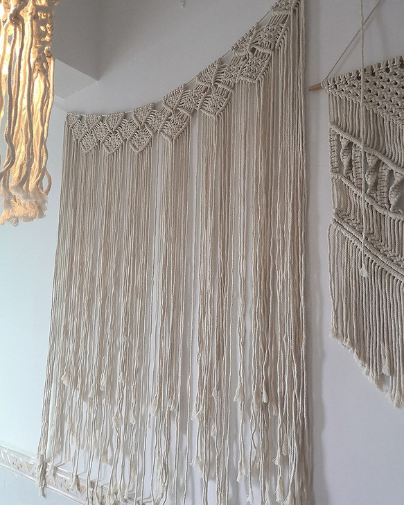 【AMI DECOR編み】北欧の装飾的な織りタペストリー手織りの家の装飾の背景の壁ボヘミアンの結婚式の場所 6枚目の画像