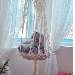 棉繩手工編織掛毯網袋四季通用寵物貓床吊床鞦韆吊床掛籃 第6張的照片