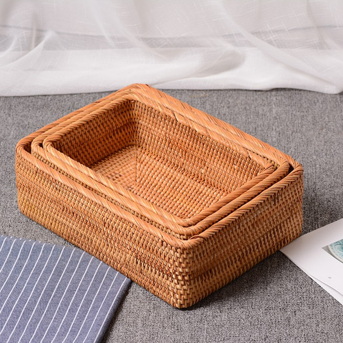 収納カゴ 持ち手付きスクエアアタかご 四角かご（小物入れ，お菓子入れ