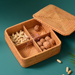 収納カゴ 持ち手付きスクエアアタかご 四角かご（小物入れ，お菓子入れ
