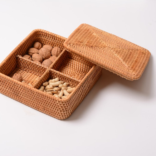 収納カゴ 持ち手付きスクエアアタかご 四角かご（小物入れ，お菓子入れ