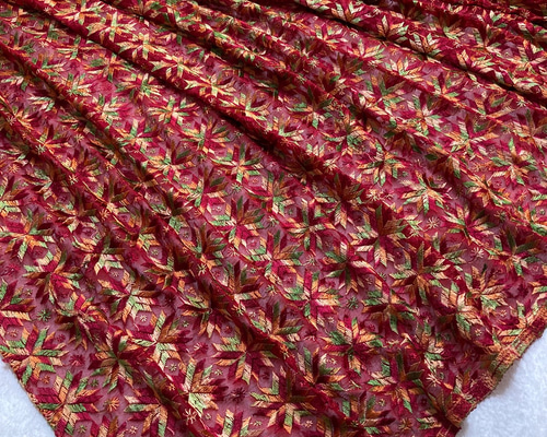 【インドのアンティーク刺し子】ヴィンテージ 草木染め 布 赤 刺繍 貝 ステッチ 0_6279968b3b9098a8aed84344d792