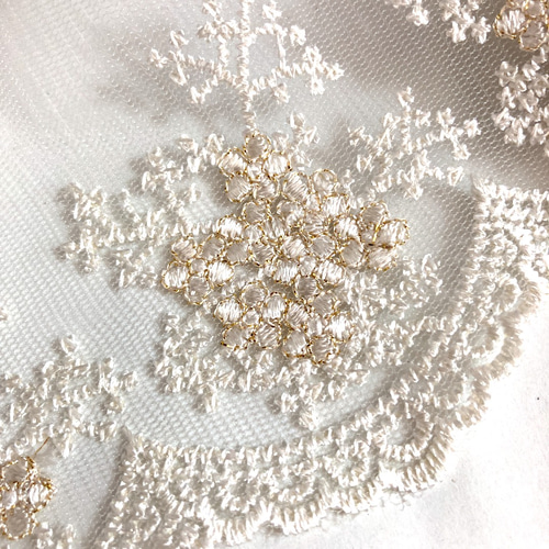 刺繍レース 雪 結晶 白 金 スカラップ ハンドメイド 手芸テープ 花  