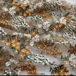ボタニカル チュールレース 白 デイジー花刺繍 ヴィンテージドレス 衣装オレンジ 1枚目の画像
