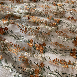 ボタニカル チュールレース 白 デイジー花刺繍 ヴィンテージドレス 衣装オレンジ 4枚目の画像